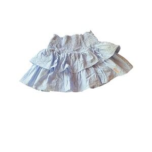 Southern Saint‎ Skort Blue White Seersucker Tiered Ruffle Smocked Waist XS